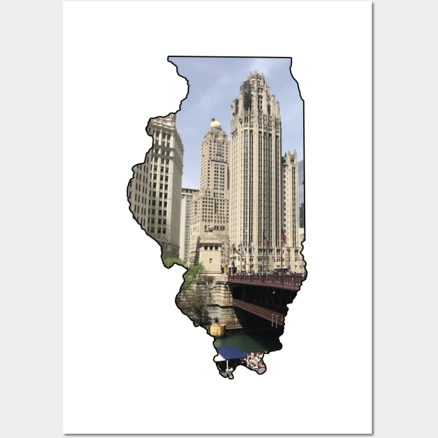 Illinois State Outline (Downtown Chicago) Wall Art by gorff